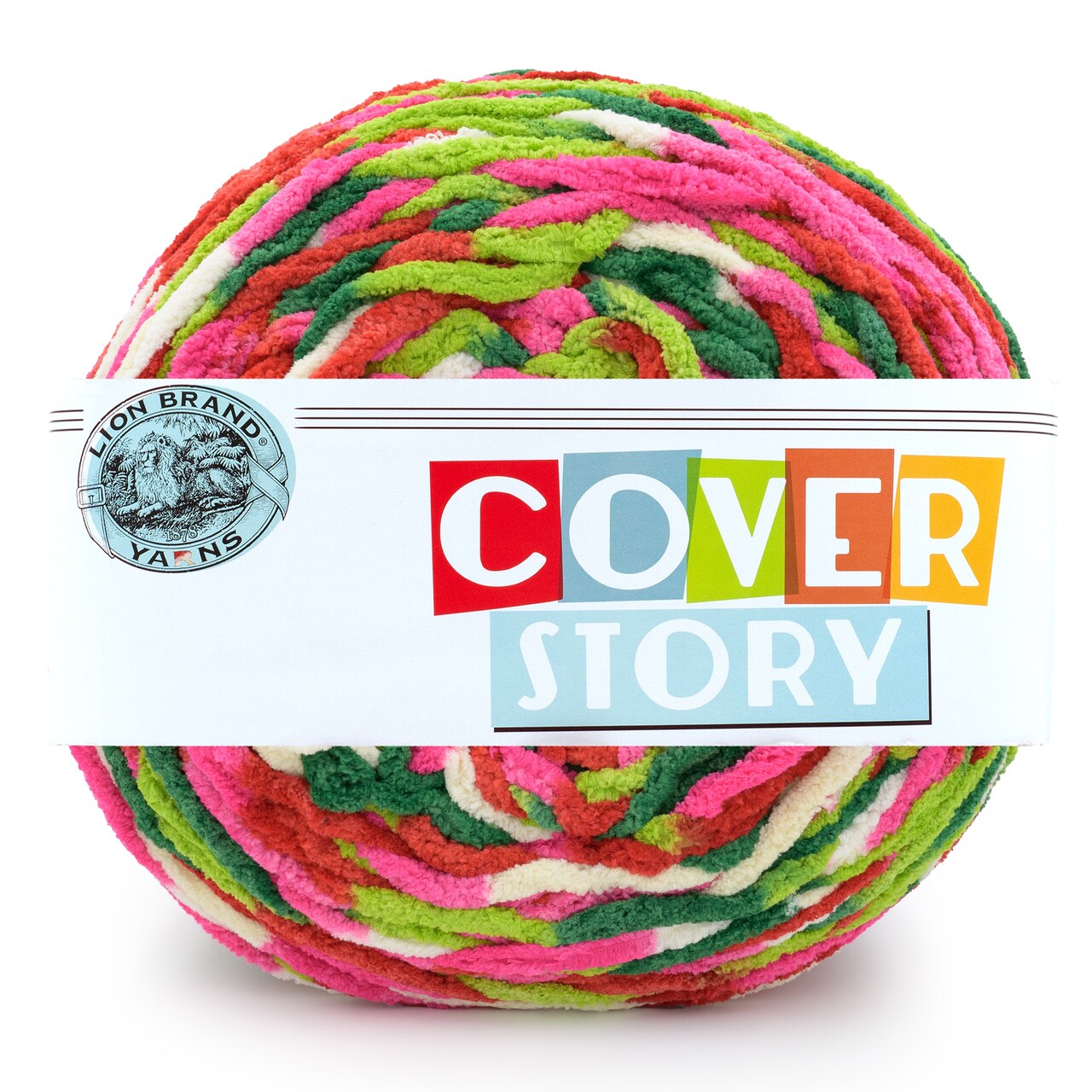 Lion Brand Yarn Cover Story Merry & Bright Super Bulky Polyester Multicolor Yarn 1 Cake